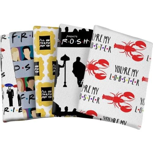 Friends Character Cartoon Printed Twill Polyester Cotton Fabric for DIY Bag Earing Hair Bow Center Making 50*145cm