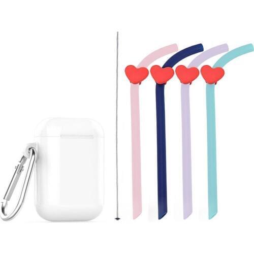 Collapsible 20cm Fine Curved Tube Silicone Straws Environmentally Friendly Reusable Straws Portable For Traveling Accessories