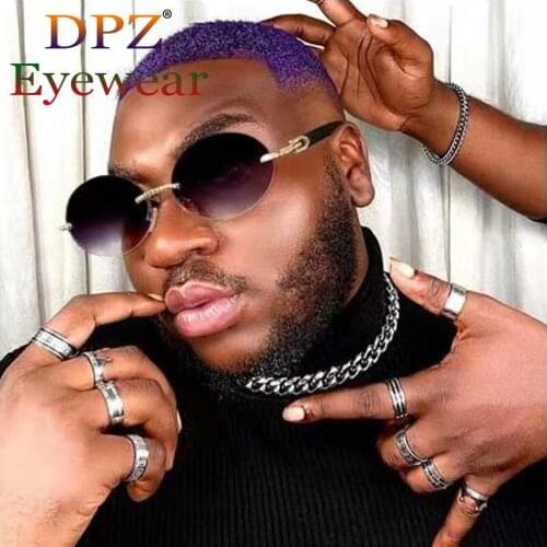 2021 Fashion Men Rimless Style Gradient Wood Grain Pilot Sunglasses Luxury Women Vintage Brand Design Sun Glasses Oculos De Sol