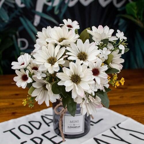 Wedding Decoration Artificial Dutch Chrysanthemum For Christmas Handmade 30cm Home Living 9 Forks 25 Heads Bride Bouquet