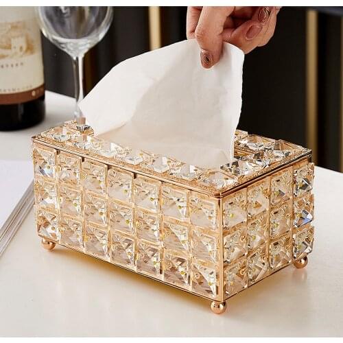 Light luxury tissue box crystal cube napkin bedroom office hotel decoration family living room decoration opening gift Mom gift