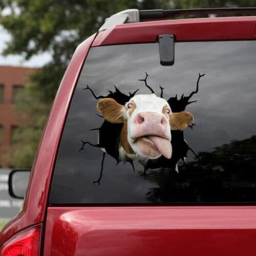 Funny Cow In The Crack Vinyl Car Stickers Decals Motorcycle Accessories Car-Window Decorative Goods PVC Decorative 2021 New