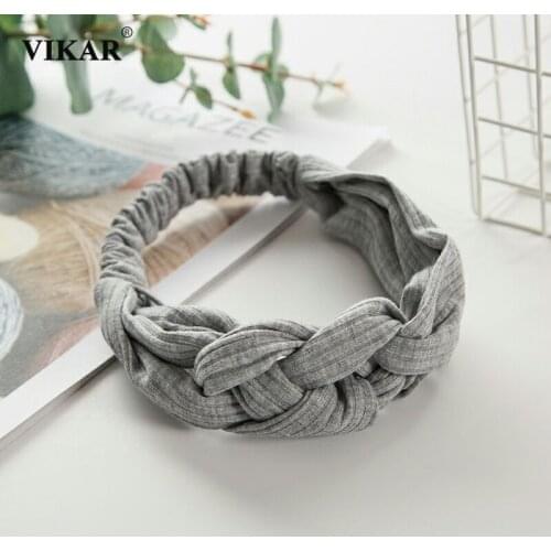 Knitted Headband Bandana Women Hair Accessories Hair Bands Vintage Turban Twist Cross Hairband Solid Elastic Knot Headwear
