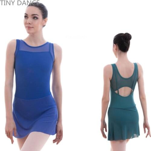 Adult Girls Camisole Ballet Dance Dress Soft Mesh Skirted Leotard Practice Dance Wear 3 Colors for Choose 02D0080