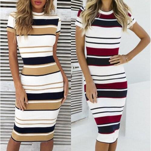 Party dress Womens O-neck Short Sleeve Long Dress Retro Stripe Party Party Dress vestidos de noche largo robe longue soiree