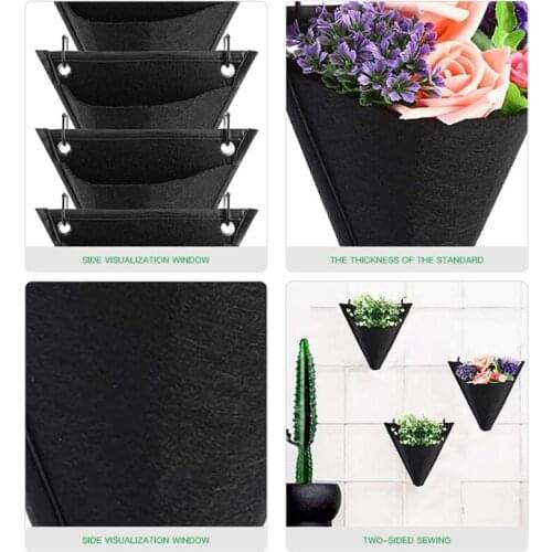 1/5Pcs Wall Mount Succulent Planter Bag Garden Pocket Triangle Plant Hanger Pot