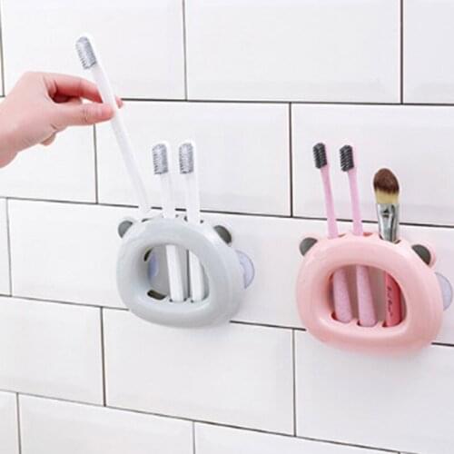 1 Pcs Plastic Sucker Toothbrush Rack Bathroom Storage Rack Razor Toothbrush Dispenser Bathroom Storage Box Accessories Tool