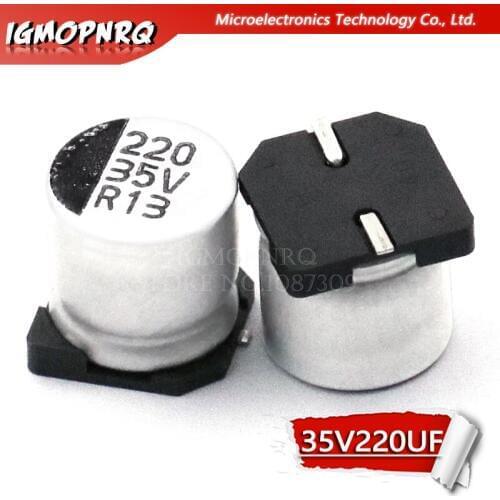 10PCS Electrolytic capacitor 35V220UF 8*10mm SMD aluminum electrolytic capacitor 220uf 35v