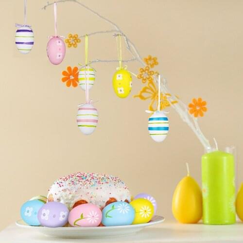 12Pcs Easter Decorations Eggs Hanging Ornaments Colorful for Easter Tree Basket Decor Party Favors Supplies Home Decoration c1