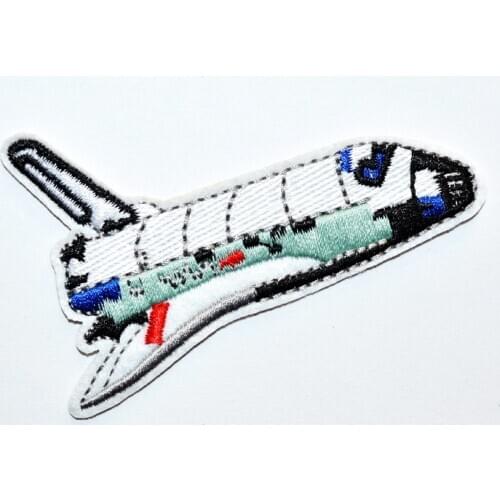 Space shuttle spacecraft aircraft rocket outer ufo applique iron on patch (Size is about 8.5 * 5.2 cm)