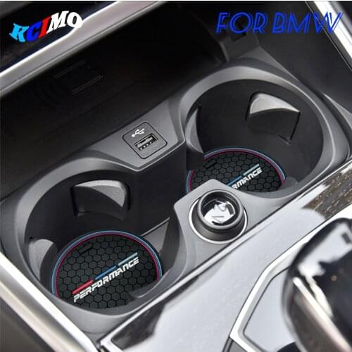2PCS Car Coasters Cup Holder Mats for BMW F10 F11 F07 E60 E61 F01 G11 F25 G01 G26 G02 F15 G05 E70 F16 G06 M Anti-slip Pad