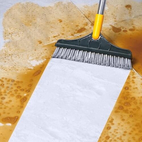 2 in 1 Magic Broom Cleaning Brush Long Handle Detachable Stiff Bristles Tile Scrubber Bathroom Wiper Bristle Window Squeegee