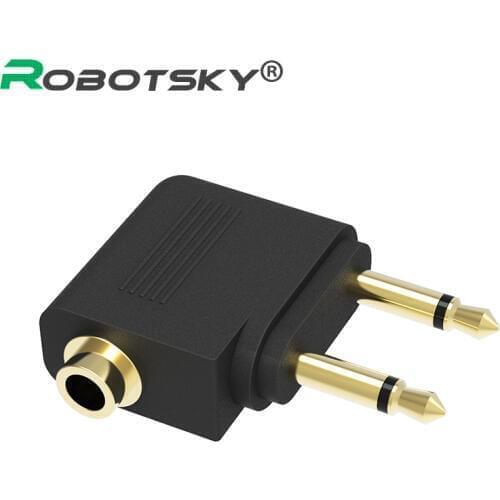 3.5mm to 2 x 3.5 mm Stereo Ear Audio Adapter Jack to Air Aircraft Airline Airplane for Headset Headphone