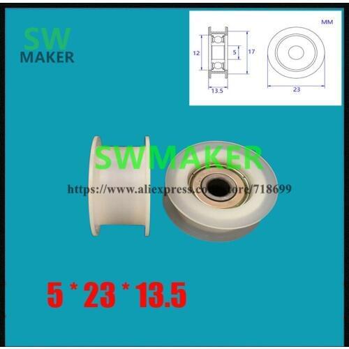 5*23*13.5mm , H groove, belt pulley, I rubber, embedded 695 bearing pulley