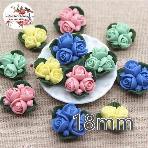 5pcs 18mm Mixed Color handmade ceramics flower flatback cabochon DIY jewelry phone decoration No Hole