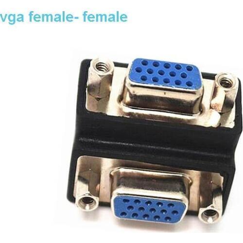 90 Degree Right Angle 15 Pin VGA SVGA Female To Female Converter Adapter