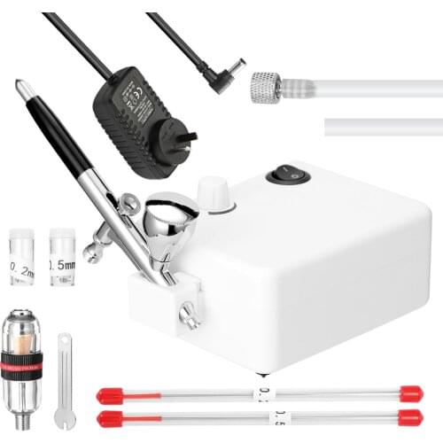 0.3mm Airbrush Non-oil Type 30PSI Air Compressor Set for Model Making Art Painting +0.5mm nozzle+G1/8 Fast-adapter+Wrench+Hose