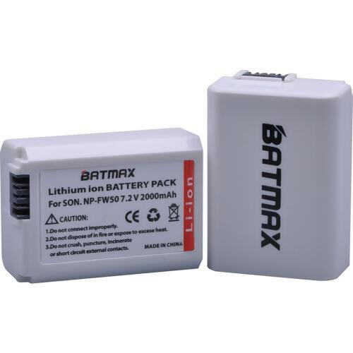 Batmax 2Pc NP-FW50 np fw50 NPFW50 battery akku for Sony NEX-7 NEX-5R NEX-F3 NEX-3D Alpha a5000 a6000 Alpha 7 a7II