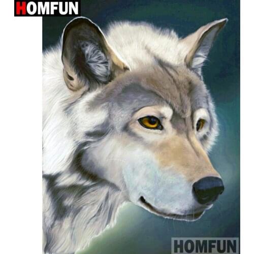 HOMFUN Full Square/Round Drill 5D DIY Diamond Painting "Animal wolf" Embroidery Cross Stitch 5D Home Decor Gift A16236
