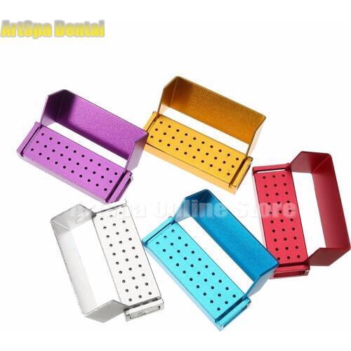 30 Holes Aluminium Disinfection Box Case Dental Burs Block Holder Dental Lab Equipment