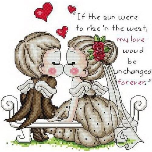 Free delivery Top Quality popular counted cross stitch kit unchanged forever love, wedding cross stitch set