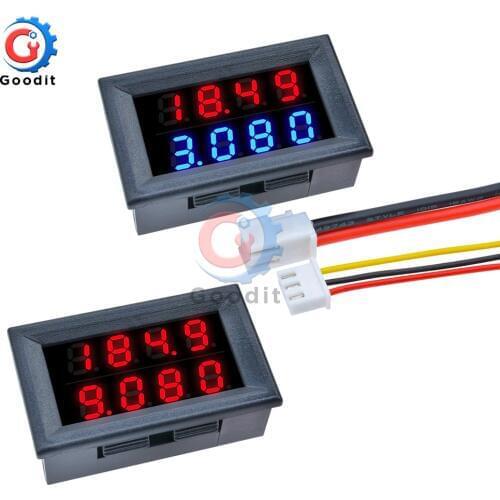 Digital DC Voltmeter Ammeter 4 Bit 5 Wires DC 100V 200V 10A Voltage Current Amp Panel Meter Power Supply LED Dual Display Meter