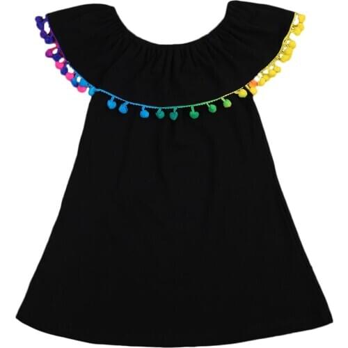 Baby Girls Toddler Summer Clothes Multi Colors Tassels Off Shoulder Princess Party Mini Dress 1-6Y