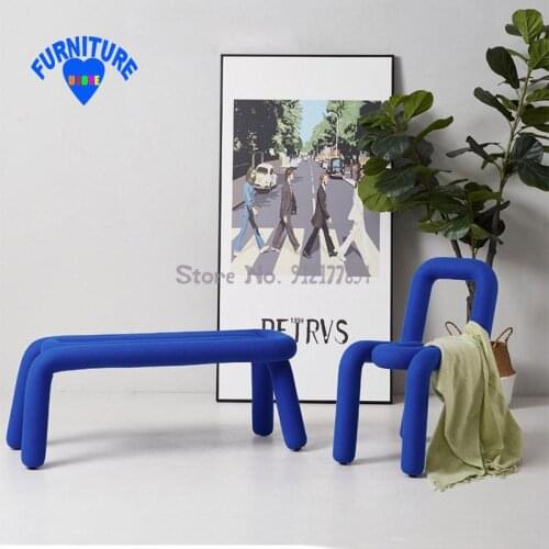 Designer special-shaped sofa bench home dining chair fabric backrest makeup chair entrance shoe changing stool bed end Report