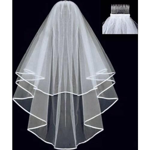 Classic Design Bridal Veil Classic Simple Short Tulle Wedding Veils Two Layers With Comb for Marriage Wedding Hair Accessories