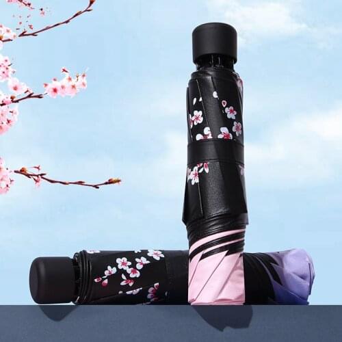 Art Style for Girls College Beautiful Flower Blooming In Water Small and Portable Umbrella for Shelter From Wind