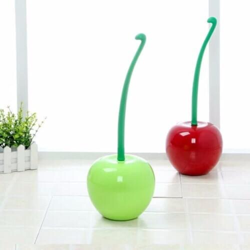 1PC Cute Cherry Shaped Toilet Scrub Cleaning Brush Tool with Holder Plastic Toilet Brush Bathroom Cleaning OK 0177
