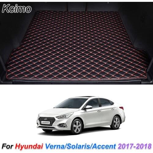 Leather Car Trunk Mat for Hyundai Verna Accent Solaris 2017 2018 Cargo Liner Trunk Floor Pad Carpet Car Accessories
