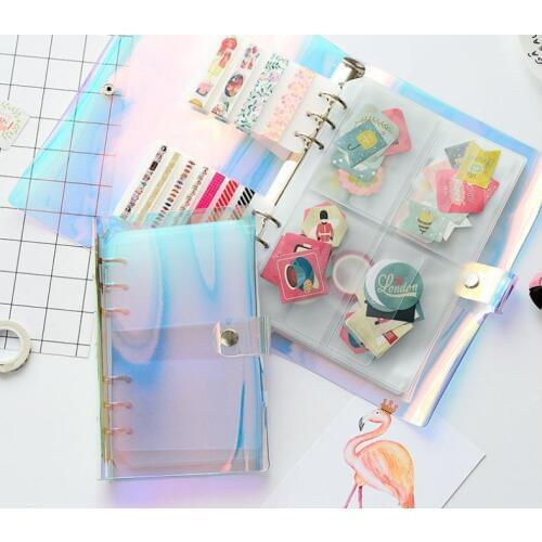 A5 A6 Laser Transparent Color PVC Inner Sheets Pockets Album Holder for Photo Album Scrapbook Props Stickers Storage Pockets