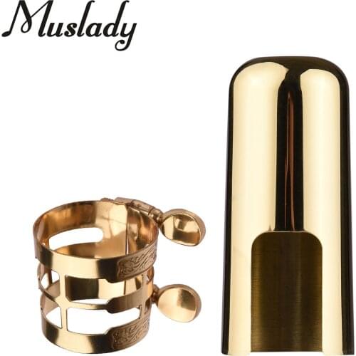 Muslady Alto Saxophone Ligature Double Screw Adjustment Sax Fastener Clip with Mouthpiece Cap Saxophone accessories