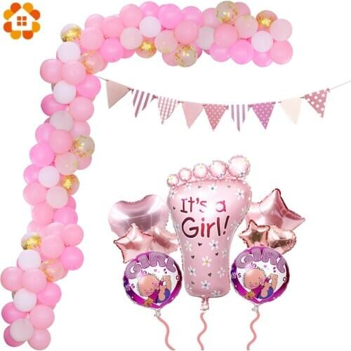 Baby Shower Its a Boy Girl Decoration Set Latex Balloon Satin Ribbon Gender Reveal Gifts Box Home Kids Pink Blue Birthday Decor