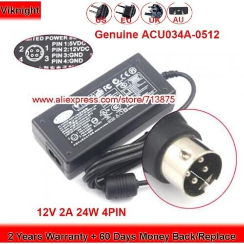 Genuine ACU034A-0512 12V 2A 24W AC Adapter for Lacie ACML-51 HARD DRIVE USB 20 GP-ACU034A-0512 Power Supply