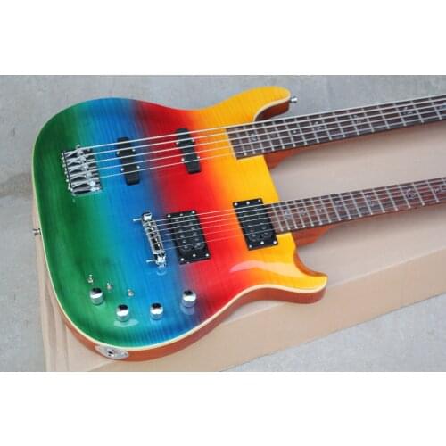 Custom 5 string bass +6 strings guitar, double guitar,yellow red blue green mahogany body