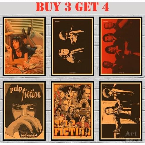 Pulp Fiction Posters Vintage Retro Art Silk print poster Vintage Home Wall sticker Decor 42X30cm