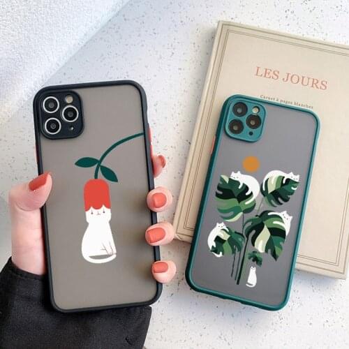 Retro Banana Leaves Animal Cats Phone Case for iphone 6s 7 8 Plus SE 2020 11 12 Pro Max X XS MAX XR Back Hard Shockproof Cover