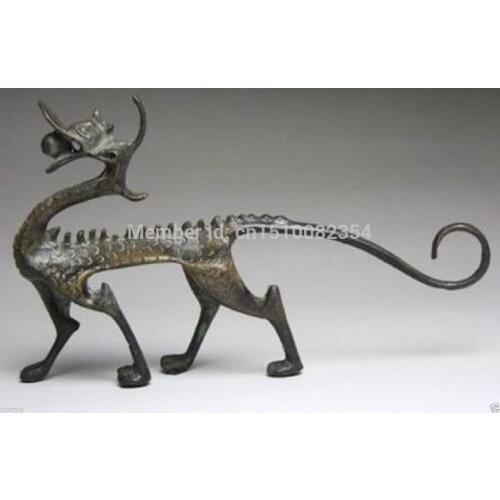 Rare EXCELLENT Chinese bronze carved luck dragon figurine