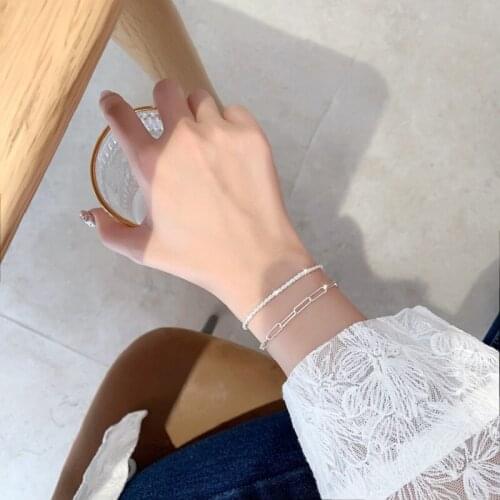 Luxury Vintage Paperclips Chain Silver Plated Minimalist Jewelry Chain Resizable Bracelet For Women Jewelry