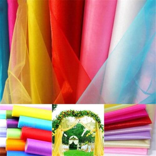 72cm*10m Sheer Crystal Organza Roll Wedding Tulle Roll Fabric Birthday Party Backdrip Hanging Decoration Wedding Chair Sashes