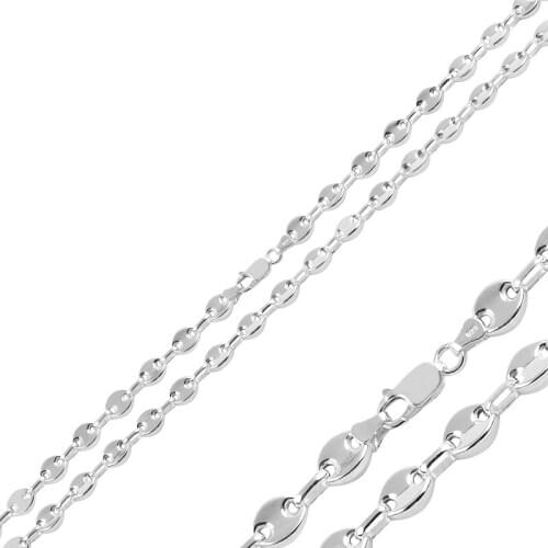 Silverlina Silver 8mm Flat Hollow Sailor Chain Necklace
