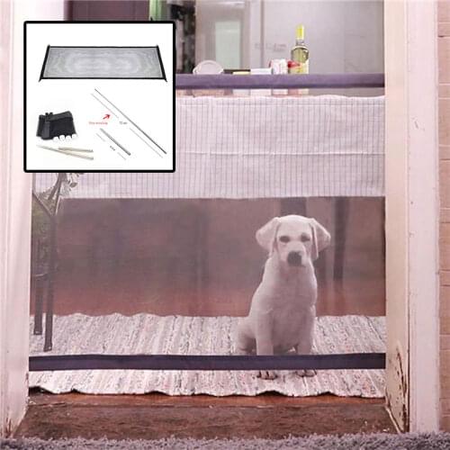 Mesh Pet Safety Gate Door Pet Safety Enclosure Foldable Pet Isolation Fence Net Retractable Safety Guard Extendable Stick Hook