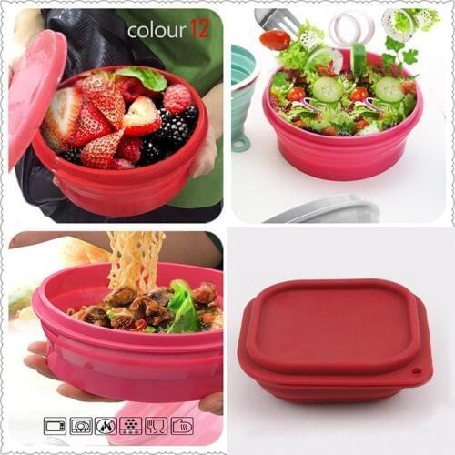 Silicone Collapsible Bowl with Lid for Outdoor Camping Travel Hiking and Indoor Home Kitchen Office School Student