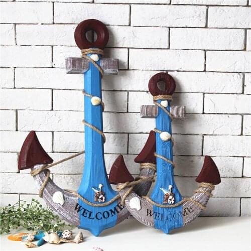 Mediterranean Style Sea Retro Old Anchor Home Bedroom Hotel Aquarium Decoration Wall Hanging Wooden Anchor Painting Process