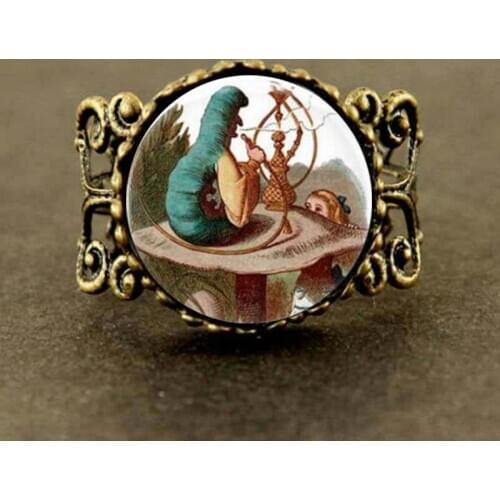 Steampunk ALICE IN WONDERLAND The Original Midsummer Glass Art Ring new jewelry