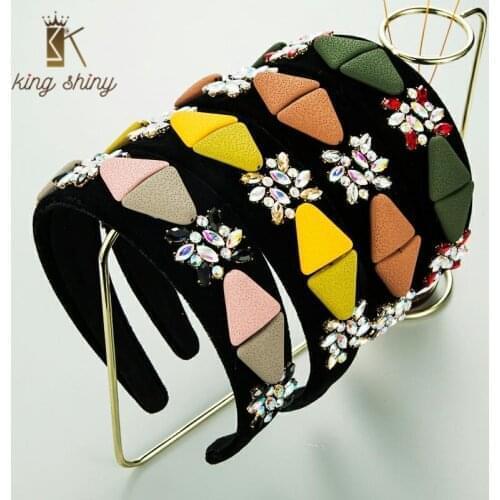 Temperament Vintage Shiny Rhinestone Headband for Woman Elegant Plastic Geometric Triangle Hairband Female Party Hair Accessory
