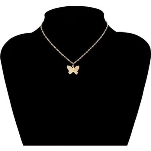 Europe America Cross Border Ornament Fashion New Frosted Butterfly Pendant Simple Ins Choker Ornament Necklace