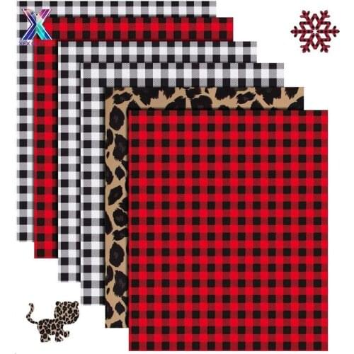 XFX HTV Wholesale 10 PCS Vinyl 25x30.5cm Heat Transfer Vinyl Christmas Pattern Buffalo Plaid Pu Heat Transfer Vinyl for T-shirt